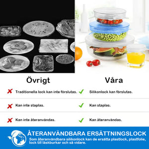 Silikonöverdrag Stretchlock Återanvändbara Lufttäta Matomslag