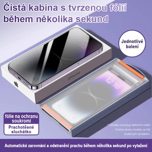 Pro iPhone Prachotěsná a protiskluzová vytvrzená fólie + nástroj pro bezprašnou fólii