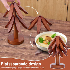 Premium värmebeständigt underlägg i naturträ för varma rätter