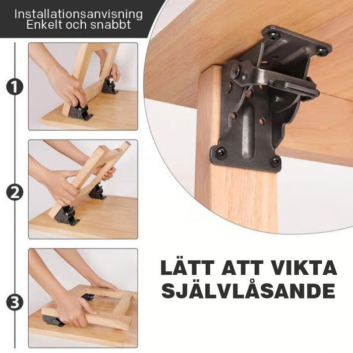 Kraftiga fällbara bordsbenfästen med självlåsande gångjärn