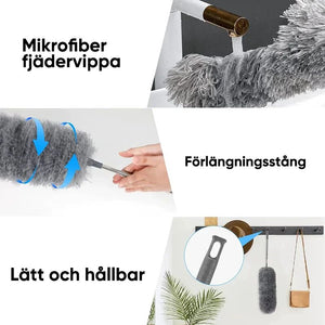 Uppfällbar, tvättbar, böjd dammvippa i mikrofiber